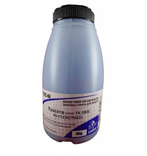Фото Тонер для Kyocera FS-C5150, ECOSYS P6021 [TK-580C] (бут.40г) B&W Standart Россия - Голубой (Cyan) - [Tomoegawa]