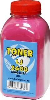 Фото Тонер для HP CLJ 1600/ 2600/ 2605/ CM1015/ 1017 (бут.80г) БУЛАТ - Пурпурный (Magenta)