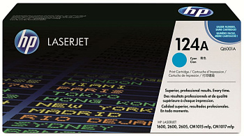 Фото Картридж (Q6001A) Hewlett-Packard №124A для HP CLJ 1600/ 2600/ 2605/ CM1015/ CM1017 Голубой (Cyan) Original