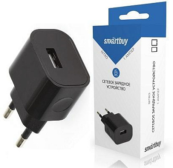 Фото Сетевое зарядное устройство Smartbuy  NITRO, 1А, 1USB, черное (SBP-1001)