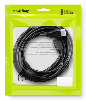 Фото Кабель Smartbuy HDMI to HDMI ver.1.4b A-M/A-M, 2 фильтра, 5,0 m., в пакете (K-352-50)