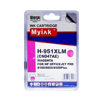 Фото Картридж MyInk CN047AE № 951XL для HP 8100/ 8600/ 8610/ 8615/ 8620/ 8625/ 8630/ 8640/ 8660/ Pro 251dw/ 276dw (73ml, Pigment) Пурпурный (Magenta)