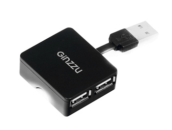 Фото USB-концентратор Ginzzu, 4 порта USB 2.0, черный (GR-414UB)