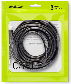 Фото Кабель Smartbuy HDMI to HDMI ver.1.4b A-M/A-M, 2 фильтра, 10,0 m (24K) в пакете (К302-20)