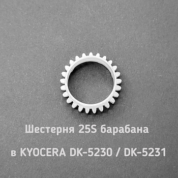 Фото Шестерня 25S барабана в DK-5230 DK-5231 для Kyocera ECOSYS P5021, P5026, M5521, M5526 тонкая 25 зубов