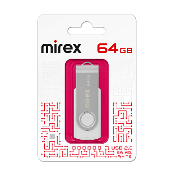 Фото USB Flash 64Gb Mirex Swivel, USB 2.0, Белый