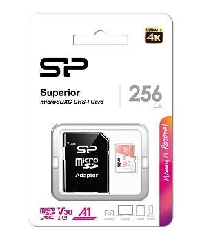 Фото Карта памяти microSD 256GB Silicon Power Elite A1 microSDXC Class 10 UHS-I U3 100 Mb/s (SD адаптер)
