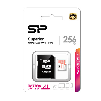 Фото Карта памяти microSD 256GB Silicon Power Elite A1 microSDXC Class 10 UHS-I U3 100 Mb/s (SD адаптер)