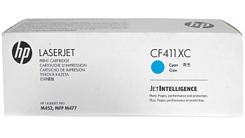 Фото Картридж (CF411XC) Hewlett-Packard для LJ Pro M477fdn/ M477fdw/ M477fnw/ M452dn/ M452nw Голубой (Cyan) (О) белая коробка