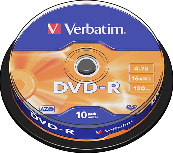 Фото Диск DVD-R 4.7Gb Verbatim 16x (10шт) Cake Box