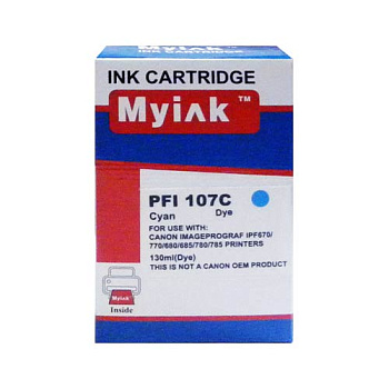 Фото Картридж MyInk PFI-107C для Canon imagePROGRAF iPF670, iPF680, iPF685, iPF770, iPF780, iPF785 Голубой (Cyan) (130ml, Dye) MyInk