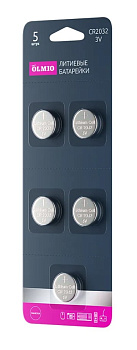 Фото Батарейка CR2032 Olmio/Ergolux, 3V, литиевая, 5шт в отрывном блистере [CR2032-05B]