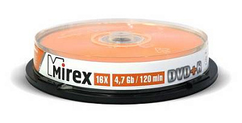 Фото Диск DVD+R 4.7Gb Mirex 16x (10шт) Cake Box (10/300)