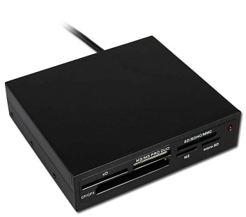 Фото Картридер USB 2.0 Card reader SD/SDHC/ MMC/ MS/ microSD/xD/CF, 3.5" [GR-116B] Черный (Black)