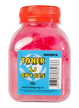 Фото Тонер для HP CLJ CP1025/ M176/ Canon i-SENSYS LBP7010C (бут.30г) БУЛАТ - Пурпурный (Magenta)