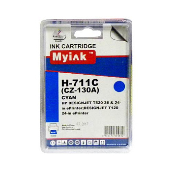 Фото Картридж MyInk CZ130A № 711 для HP Designjet T120/ 520 (26ml, Dye) Голубой (Cyan)